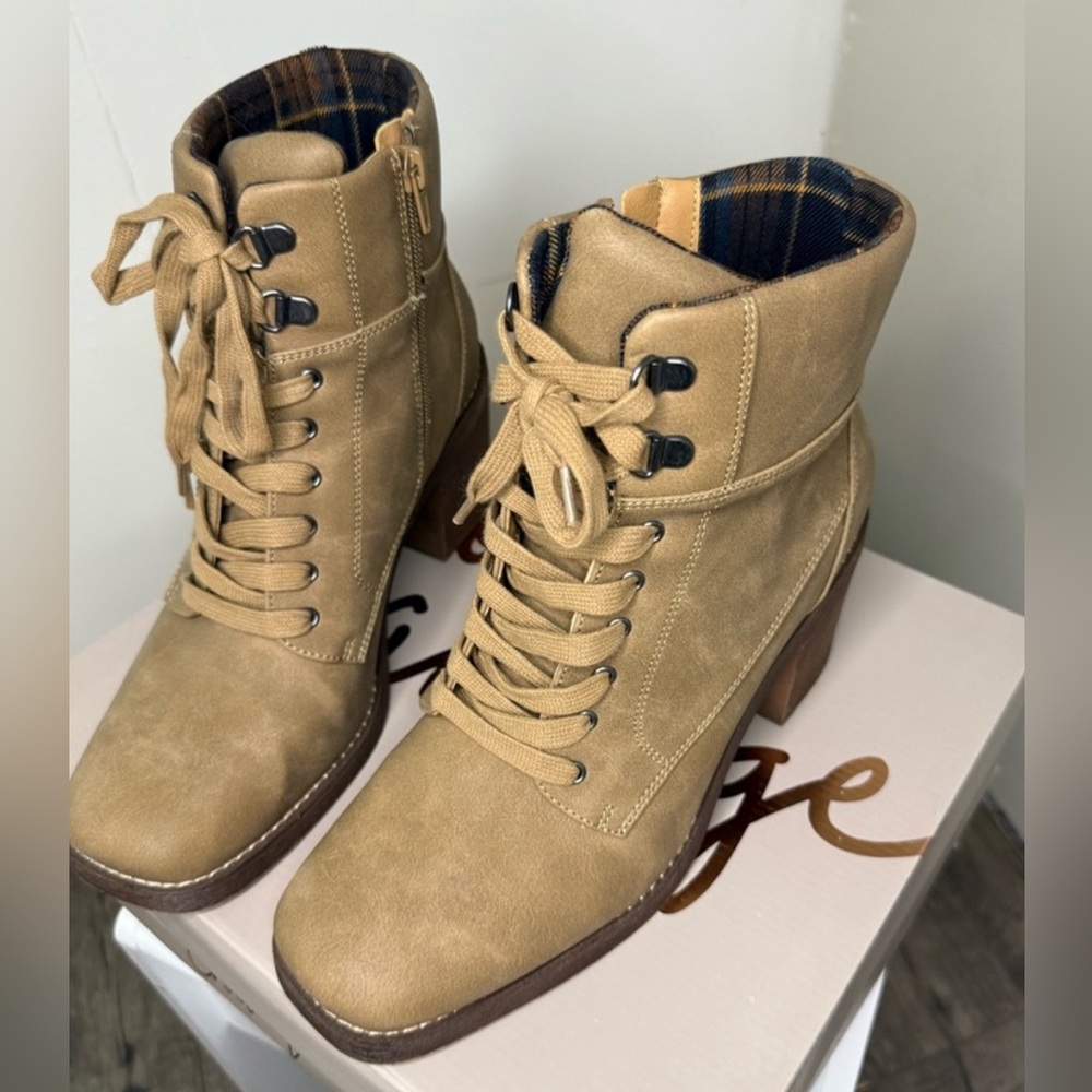 CROWN VINTAGE Hollis Boot Women’s NWB sz 10 Mocha Lace Up Zip Heel Rugged STYLE - Picture 3 of 8